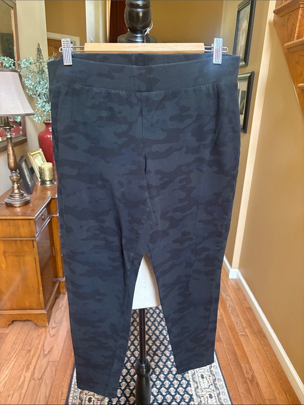 Torred Black Camouflage Ponte Knit Ankle Leggings